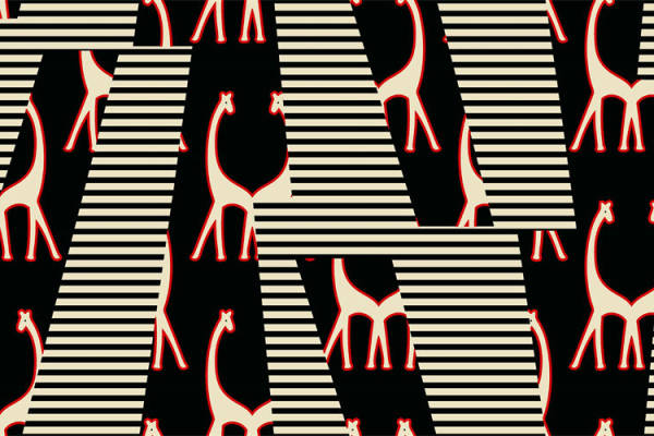 卡通长颈鹿条子印花图案服装纺织水印数码印花金昌花型素材