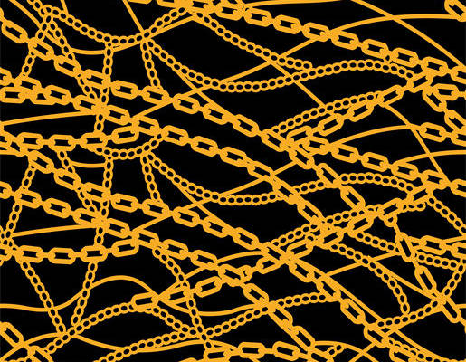 金色链子印花图案服装纺织水印数码印花金昌花型素材