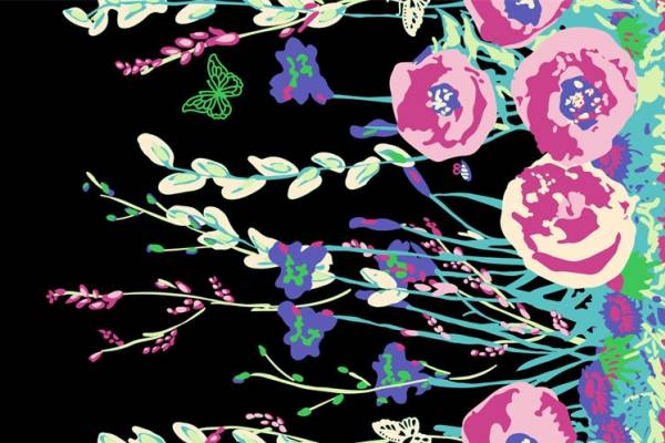 植物花朵蝴蝶印花图案服装纺织数码水印印花金昌花型素材