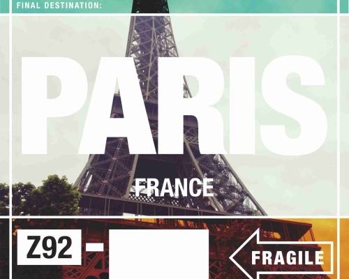 字母巴黎埃菲尔铁塔印花图案服装裁片T恤烫图卫衣印花花型素材