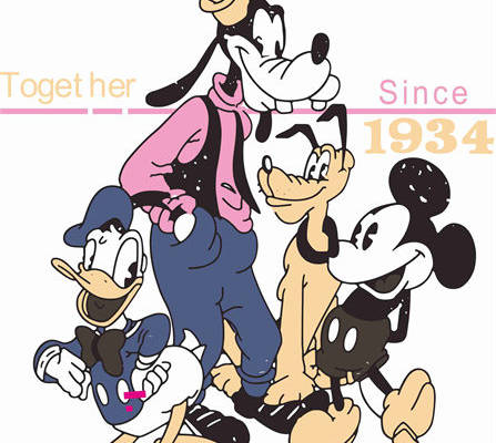 卡通动漫迪士尼米奇唐老鸭印花图案服装裁片T恤卫衣烫图印花花型素材