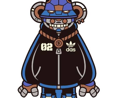 卡通机器人潮牌印花图案服装裁片T恤卫衣烫图印花花型素材