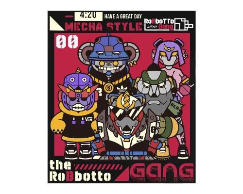 卡通机器人潮牌印花图案服装裁片T恤卫衣烫图印花花型素材