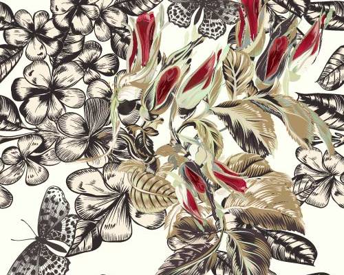 植物花朵印花图案服装纺织数码印花花型素材