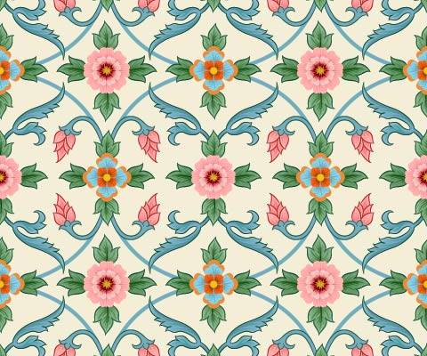 复古民族风花纹印花图案服装纺织数码印花花型素材