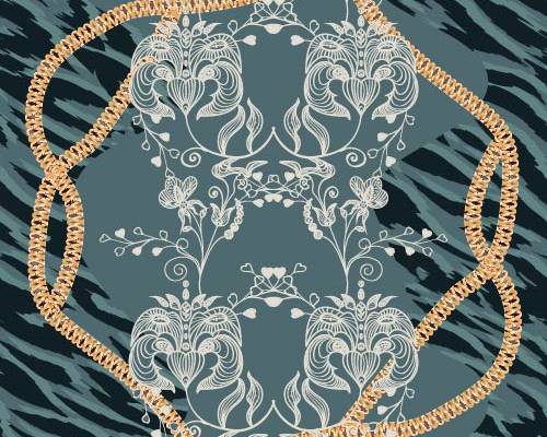 植物花纹几何链条印花图案服装纺织数码印花花型素材