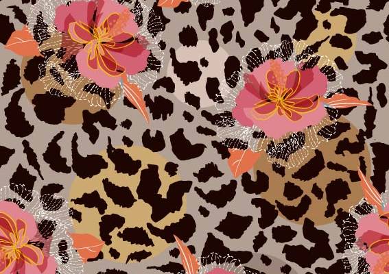 植物花朵豹纹印花图案服装纺织数码印花花型素材