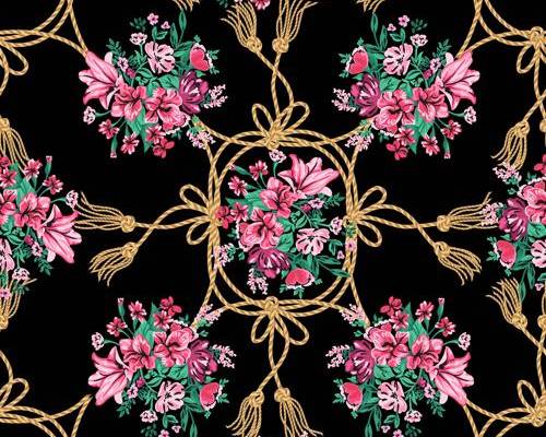 植物花朵绳子印花图案服装纺织数码印花花型素材