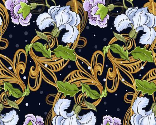 复古几何植物花纹印花服装纺织数码印花花型素材