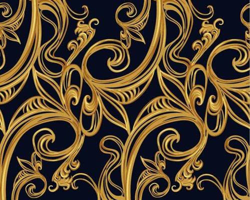 复古金色花纹印花图案服装纺织数码印花花型素材