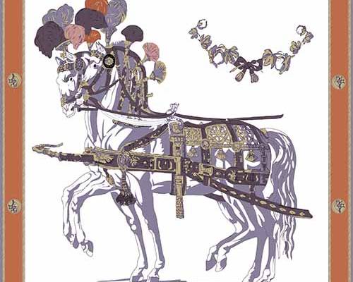 骏马花纹方巾数码印花图案素材