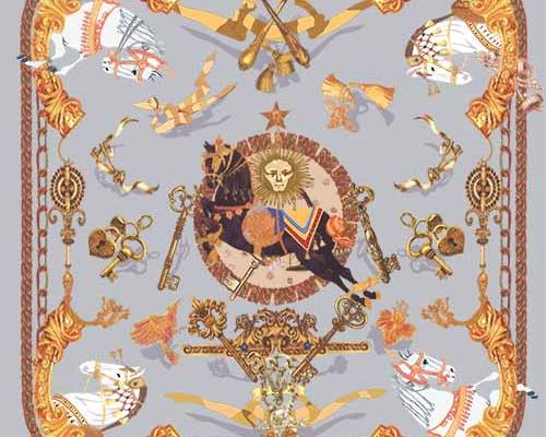 骏马花纹方巾数码印花图案素材