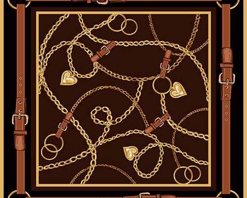 几何链子方巾数码印花花型素材