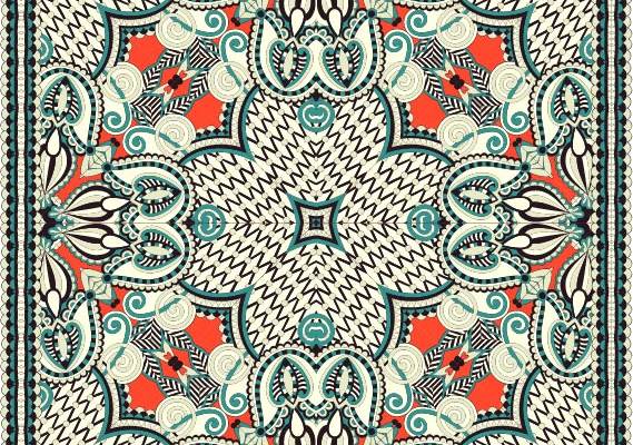 几何花纹数码方巾印花素材