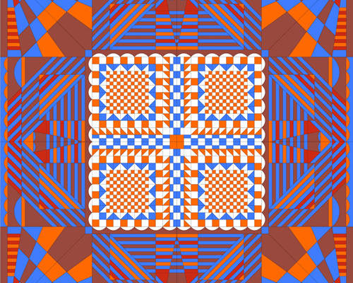 几何花纹大牌数码方巾印花图案素材