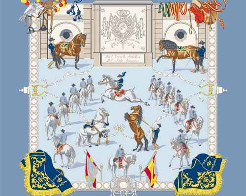 骏马花纹方巾数码印花图案素材