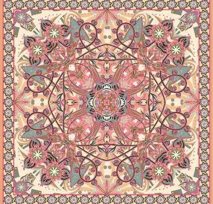 几何花纹大牌数码方巾印花图案素材