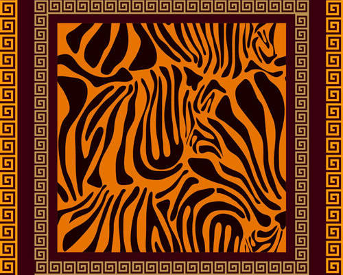 几何花纹大牌数码方巾印花图案素材