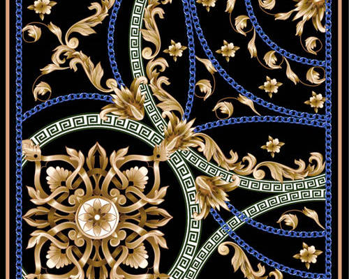 几何花纹大牌数码丝巾印花