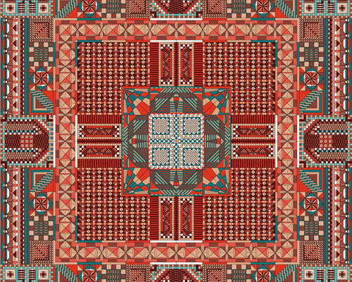 几何花纹数码方巾印花素材