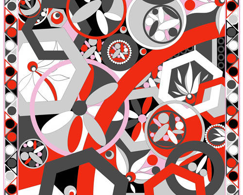 几何花纹数码方巾印花素材