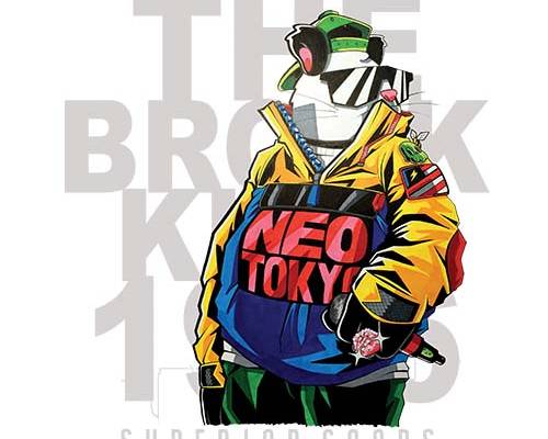 潮牌熊字母印花图案服装裁片T恤卫衣烫图印花花型素材