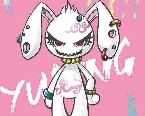 潮牌兔子字母印花图案服装裁片T恤烫图印花花型素材