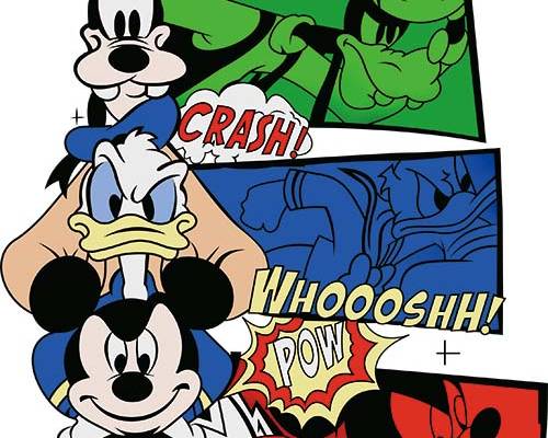 迪士尼卡通米奇唐老鸭字母印花服装裁片T恤烫图印花花型素材