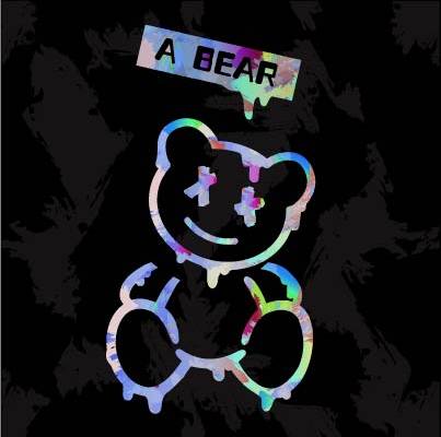 潮牌熊字母印花图案服装裁片T恤卫衣烫图印花花型素材