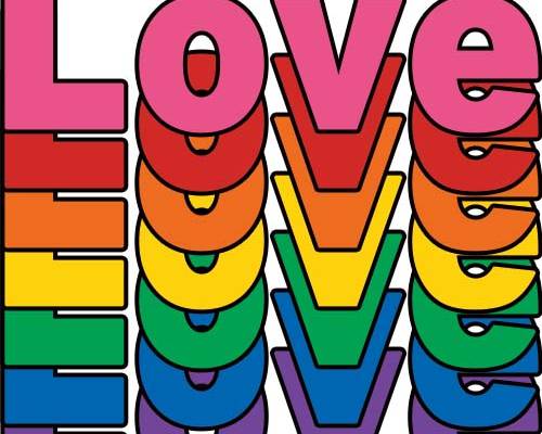 字母Love重叠印花图案服装裁片T恤卫衣烫图印花花型素材