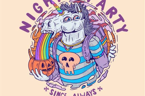 独角兽字母彩虹印花图案服装裁片T恤卫衣烫图印花花型素材