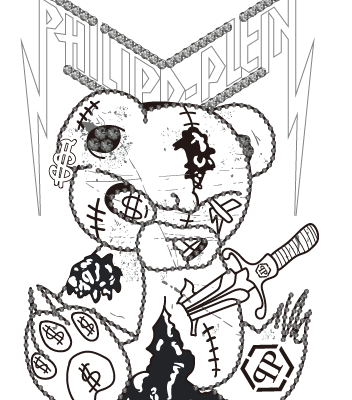 潮牌熊字母印花图案服装裁片T恤卫衣烫图印花花型素材