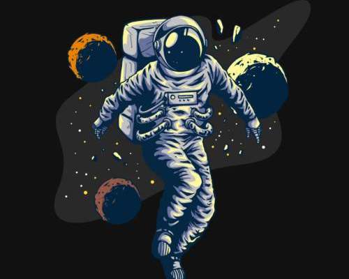 太空人印花图案服装裁片T恤卫衣烫图印花花型素材