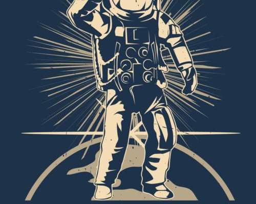 太空人印花图案服装裁片T恤卫衣烫图印花花型素材