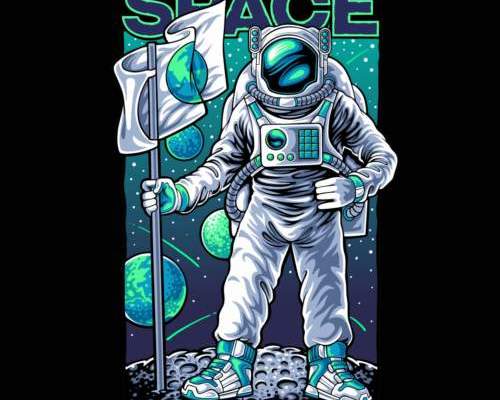 太空人印花图案服装裁片T恤卫衣烫图印花花型素材