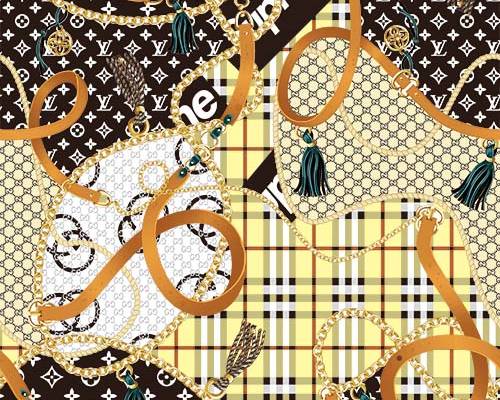 潮牌花纹LV格子印花图案服装纺织数码印花花型素材