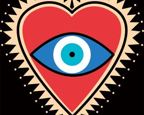 爱心眼睛印花图案服装裁片T恤卫衣烫图印花花型素材