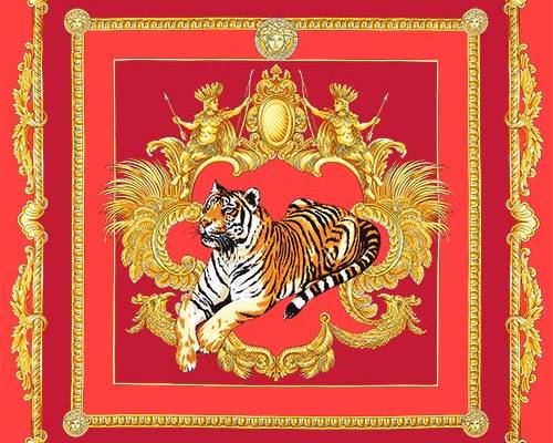 大牌丝巾老虎数码印花花型素材