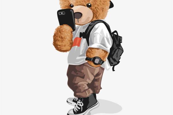 潮牌熊字母印花图案服装裁片T恤卫衣烫图印花花型素材