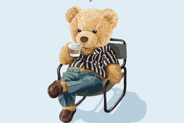 潮牌熊字母印花图案服装裁片T恤卫衣烫图印花花型素材