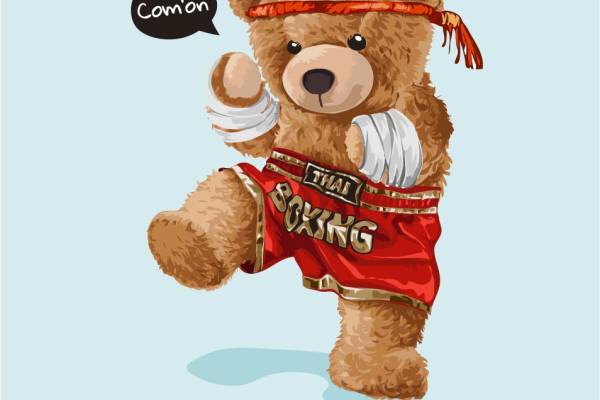 潮牌熊字母印花图案服装裁片T恤卫衣烫图印花花型素材