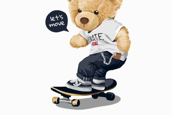 潮牌熊字母印花图案服装裁片T恤卫衣烫图印花花型素材