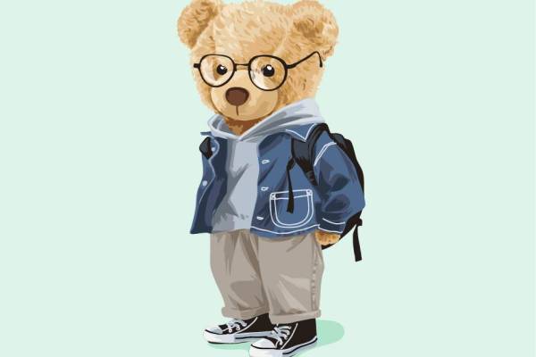 潮牌熊字母印花图案服装裁片T恤卫衣烫图印花花型素材