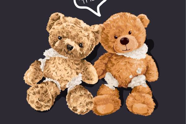 潮牌熊字母印花图案服装裁片T恤卫衣烫图印花花型素材