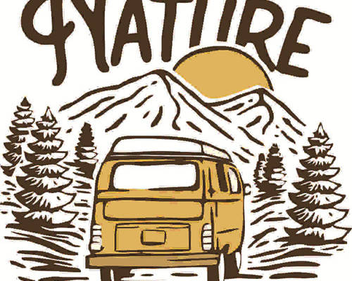 巴士山峰字母印花图案服装裁片T恤卫衣烫图印花花型素材