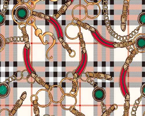 几何格子链条数码印花花型素材