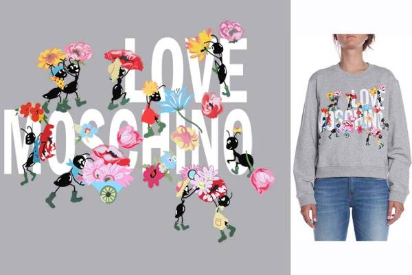 MOSCHINO字母潮牌印花图案服装裁片T恤卫衣烫图印花花型素材
