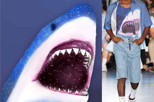 动物鲨鱼数码印花花型图案素材