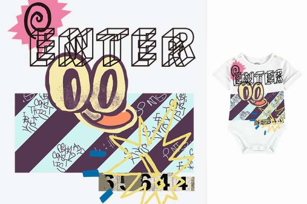 几何图案涂鸦字母数码印花花型图案素材