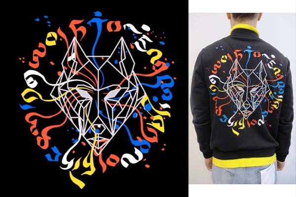 字母涂鸦狐狸数码印花花型素材